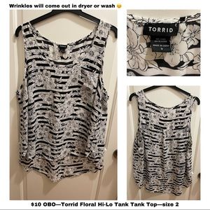 Torrid black and white patterned tank top